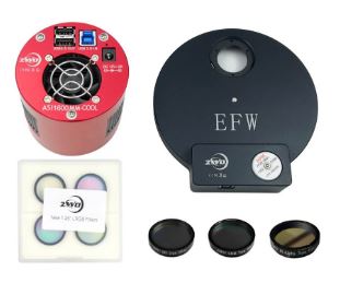 ZWO ASI1600MM Pro Cooled Camera With EFW 8, 1.25'' LRGB & 1.25'' H-Alpha, SII, OIII 7nm Filterset Bundle