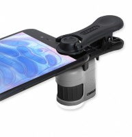 Carson MicroMini™ 20x LED Lighted Pocket Microscope with Built-in LED and UV Flashlight, Smartphone Digiscoping Adapter Clip